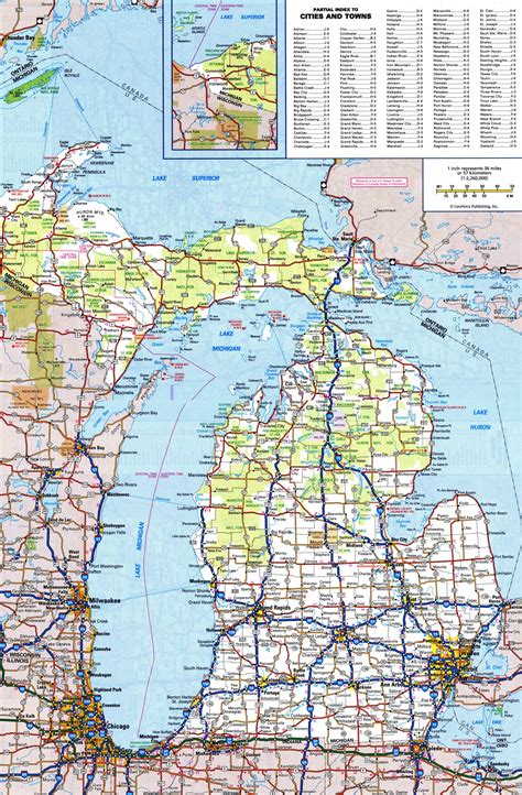 large detailed map of michigan with cities and towns|Map of Michigan roads and highways. Large detailed .